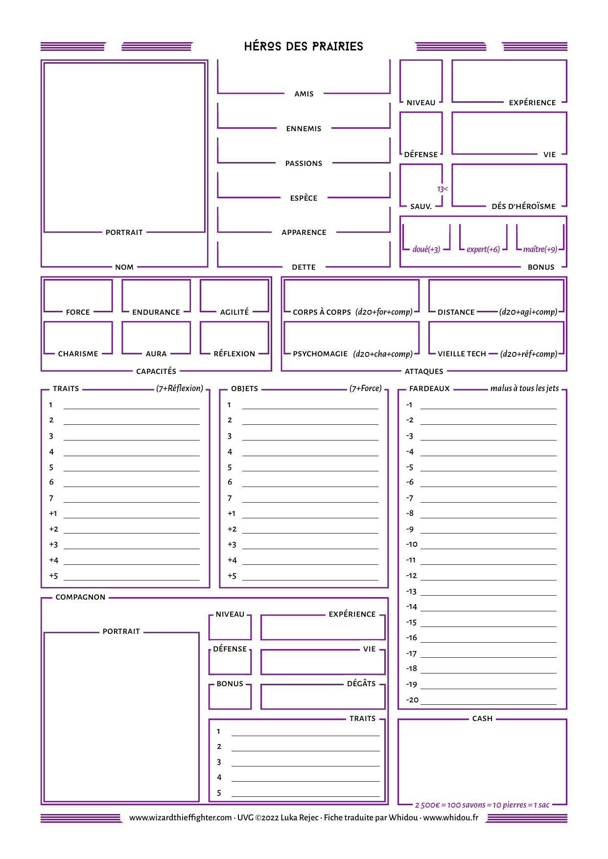 Fiche de personnage Fiche de personnage